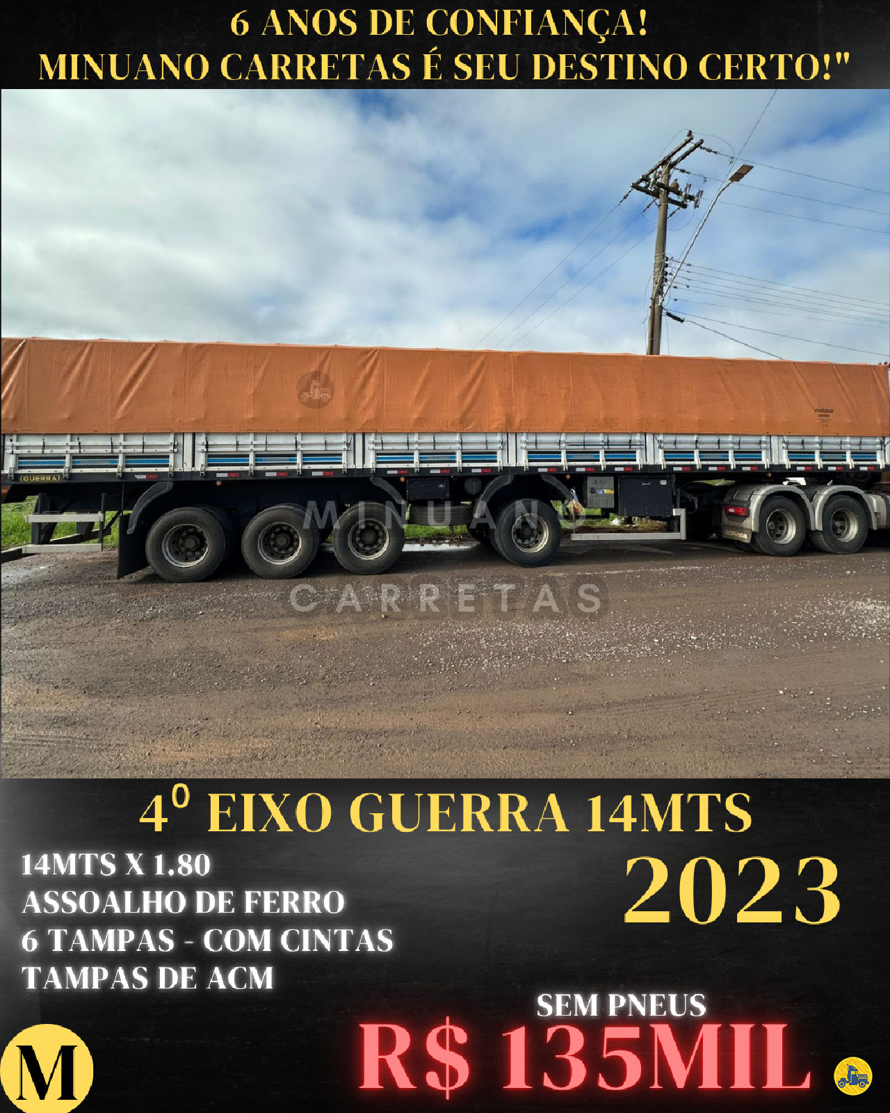 CARRETA SEMI-REBOQUE GRANELEIRO Minuano Carretas VACARIA RIO GRANDE DO SUL RS